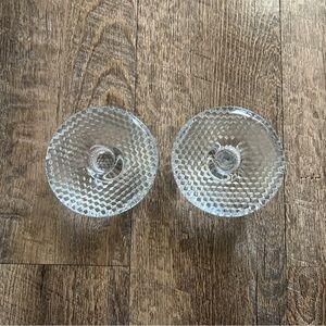 Holmegaard Denmark Trigona Textured Clear Glass Candle Holders Candle Stick